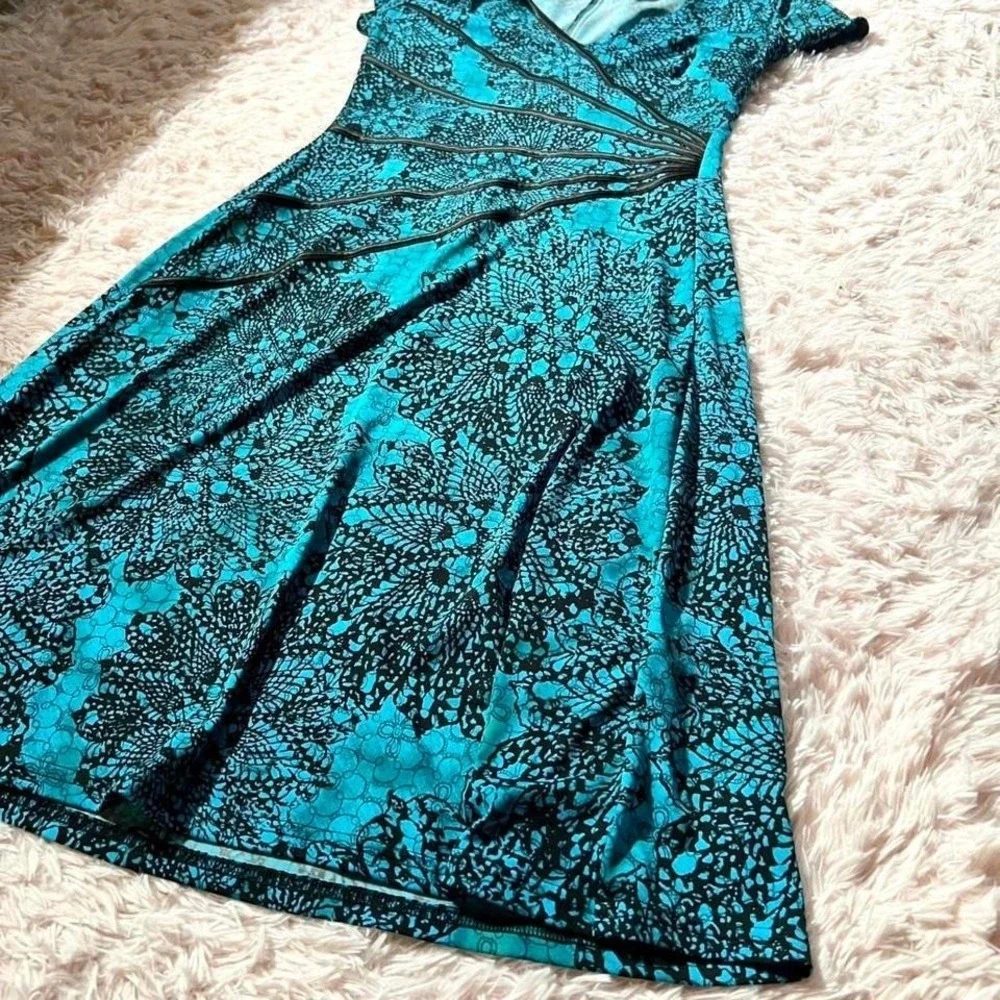 Teal Floral Wrap Academia Powerful Dress Womens 10 Dark Fairy Unique Eclectic